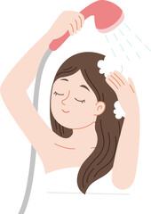 Woman washing hair self care me time
