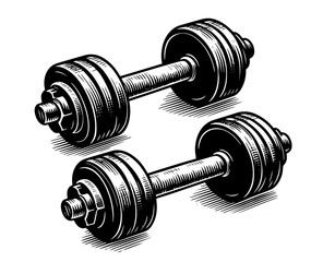 minimalist depiction of dumbbells for strength workouts, ideal for sports and health-themed illustrations black vector