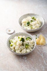 Broccoli risotto with parmesan cheese