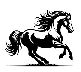 Strong and graceful horse illustration – black silhouette vector