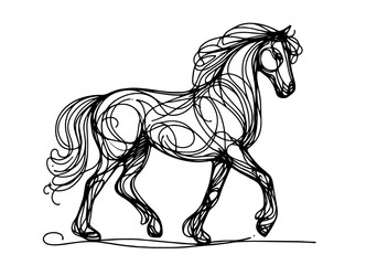 simple yet captivating illustration of a horse in action, highlighting the essence of movement in monoline black vector