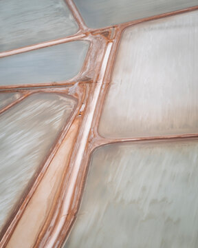 Aerial view of colorful salt marshes with abstract patterns and natural shapes, Useless Loop, Australia.