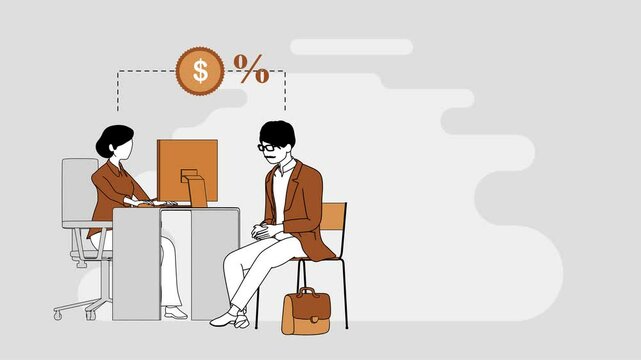 Small money lenders, personal loans. Small Business Loans. Short term financing, commercial and industrial bank loans. Assistance in obtaining a loan. 3d animation. Faceless.