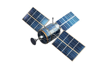 High-resolution image of a modern satellite with solar panels, orbiting space for communication and observation purposes.