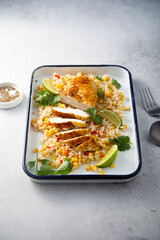 Baked chicken with rice and vegetables