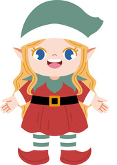 Cute Elf Cartoon Character Celebrating Christmas