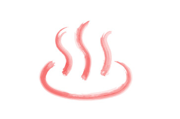 水彩の温泉マーク　赤色