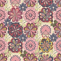 Multicolor seamless pattern with abstract flowers for your design