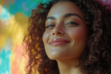Fototapeta premium Close-up of a woman with curly hair, great for beauty or lifestyle imagery