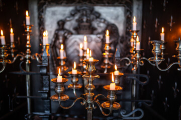 Ornate Candelabras Illuminated with Flickering Candlelight