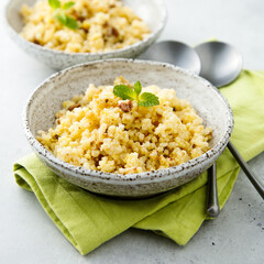Homemade millet porridge with raisins