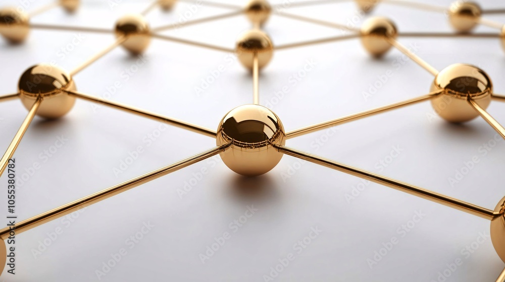 Poster golden network representing connections and collaboration in business and technology
