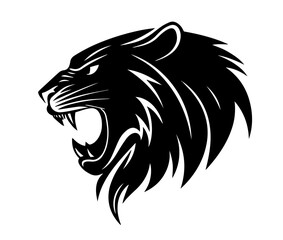 old and aggressive lion head vector icon – black vector set