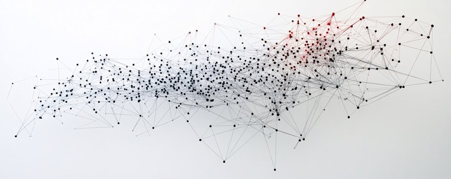 Network connecting points with lines showing data flow and information exchange