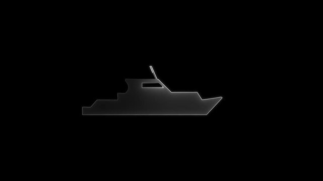  neon line glowing concept ship icon animation.