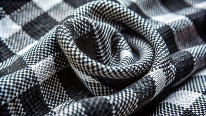 Obraz premium Black and White Cotton Polyester Fabric Closeup - Monochrome Textile Background for Seamless Patterns