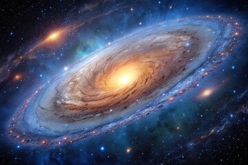 Fototapeta premium A majestic vista of the Andromeda Galaxy with a bright central core, astronomy image, celestial body