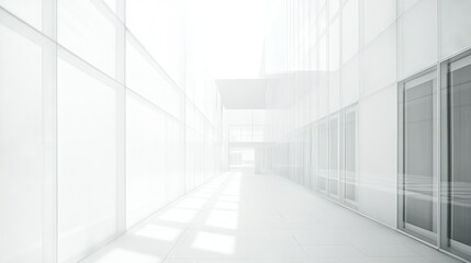 Obraz premium Blurry image of a white modern architectural building featuring abstract forms and clean lines in an urban setting
