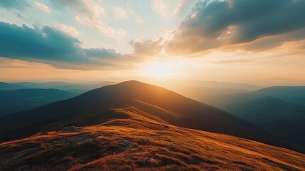 Scenic Mountain Sunset with Dramatic Clouds