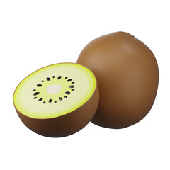 Kiwi fruit isolated on a white background, a symbol of sweet, healthy life, perfect for Easter dessert, 3d rendering