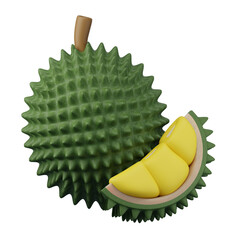 Durian Fruit Icon Vector, fruit isolated on white background, perfect for healthy recipes and tropical desserts, 3d rendering