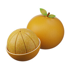 Ripe orange fruit isolated on white background, perfect for healthy and fresh fruit diet, 3d rendering