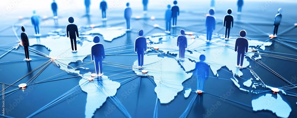 Poster Global network connecting people around the world map