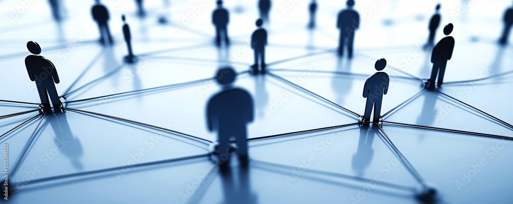 Poster business people connecting through a network sharing information and resources