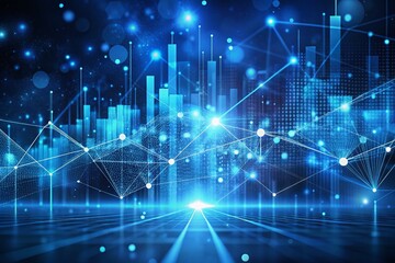 Obraz premium Blue Technology Abstract Background for Business Data Visualization and Innovative Presentation