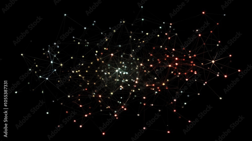 Aufkleber Network connecting points of light creating a futuristic technological design