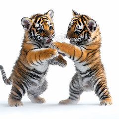 Fototapeta premium Tigers have powerful builds, bold orange fur with black stripes, and intense eyes. There is a sense of strength and grace about the tiger's face, with sharp features and a focused gaze.