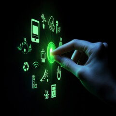 Fototapeta premium Controlling the Future Hands Engaging Holographic Technology