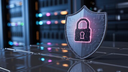 3D Rendered Lock and Keys on Circuit Board Background