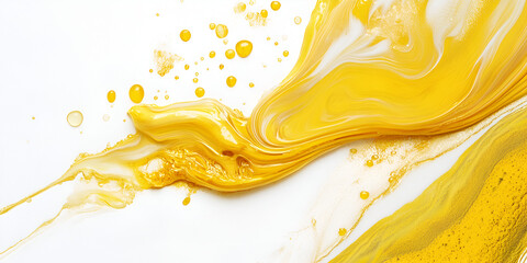 Fototapeta premium Wooden Brush in Thick Yellow Paint Texture