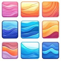 Fototapeta premium Wavy Edge Rectangle Shapes Icon Set. Collection of Wavy Edged Rectangular and Square Shape Badges