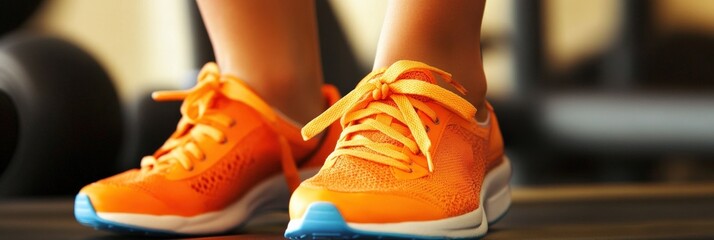 Woman Tying Shoes for Fitness Workout in Gym: Health, Sport, and Strength