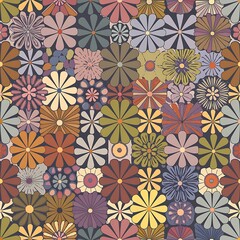 Multicolor seamless pattern with abstract flowers for your design