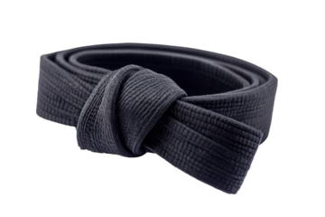 A knotted black strap on a clean white background highlights simplicity and design