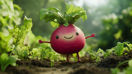 Beet Buddy Whimsical Friendly Character Art