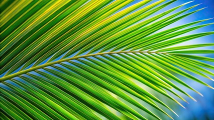 Fototapeta premium Close-up of a single palm frond swaying gently in the breeze, texture, palm frond