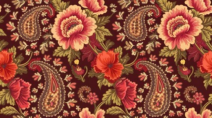 Traditional oriental seamless paisley pattern. Vintage flowers background. Decorative ornament backdrop for fabric, textile, wrapping paper, card, invitation, wallpaper, web design.