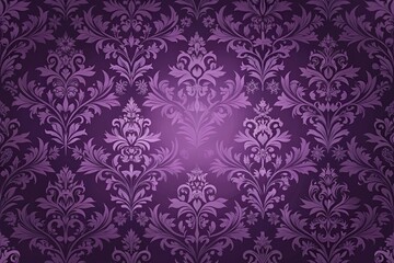 Fototapeta premium Dark plum wallpaper with intricate floral patterns featuring lavender and lilac hues in a repetitive border design, sophisticated look, elegant design