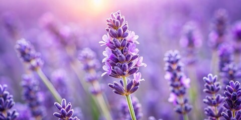 Fototapeta premium Delicate purple lavender petals unfolding from the center of a lavender bloom, botanical, petals, spring, herbes, floral arrangements