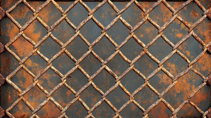 Fototapeta premium Rusty Metal Grate with Distressed Texture and Pattern