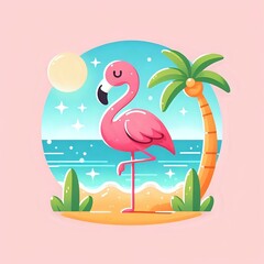 illustration of a flamingo in the water