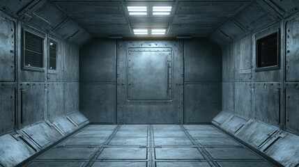 Metallic Interior of a Sci-Fi Space Room