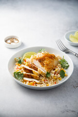 Baked chicken with rice and vegetables