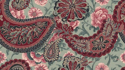 Traditional oriental seamless paisley pattern. Vintage flowers background. Decorative ornament backdrop for fabric, textile, wrapping paper, card, invitation, wallpaper, web design.