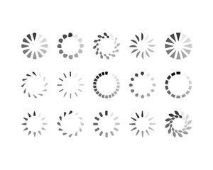 Collection Loading bar status icon. Vector illustration. Set of vector loaded icons. Download progress. Donload or Upload.