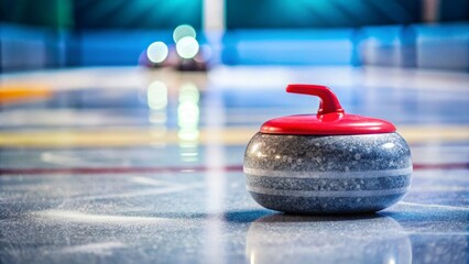 curling stone on the ice of stadium